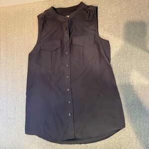 J. Crew Sleeveless Button-Down Top in Navy
